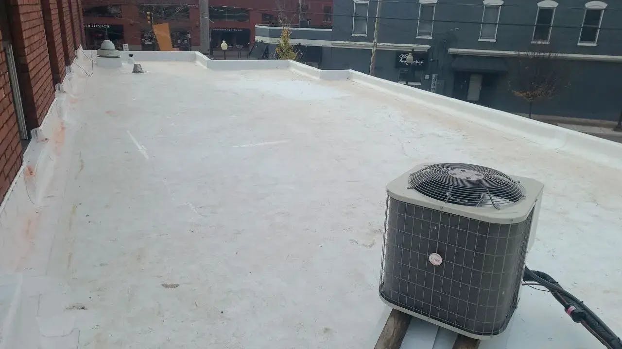 Air conditioning unit installed on a roof